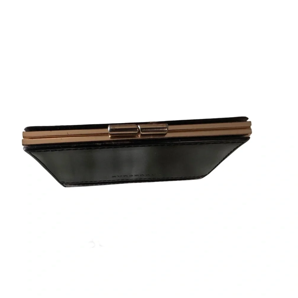 EUC Burberry Wallet Coin Purse Black Leather Novacheck Beige - Picture 6 of 7